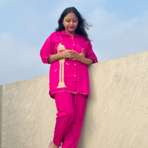 Fuchsia Pink Embroidered Co-ord Set