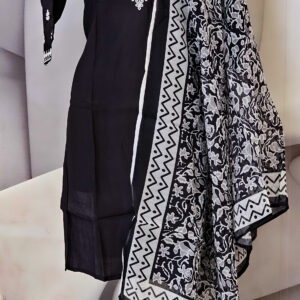Black & White Embroidered Kurta Set – Timeless Monochrome Charm