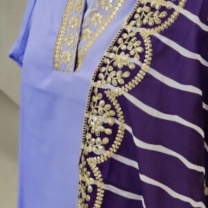 Elegant Lavender and Purple Embroidered Kurti with Dupatta