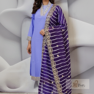 💜 Royal Lavender Viscose Rayon Kurta Set with Embroidered Dupatta 💜
