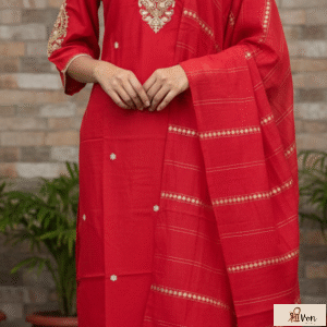 Crimson Noor – Embroidered Viscose Rayon Suit Set with Dupatta